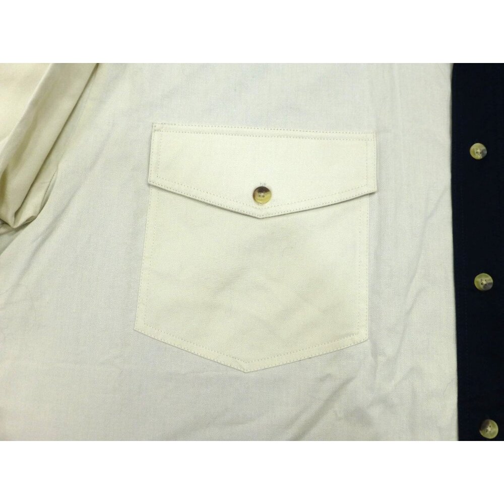 VTG NWT Bonanza By Wrangler Mens Western Shirt XL Colorblock Navy & Cream Embroi - Picture 7 of 14